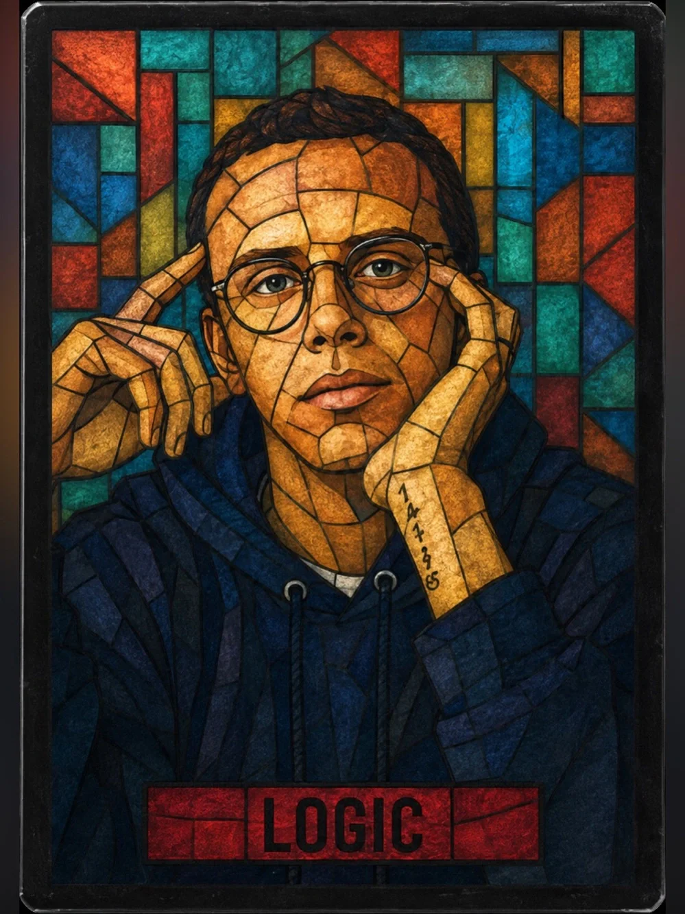 Logic Trading Card | Stained Glass Art Card Hip Hop Rapper Collectible | Unique